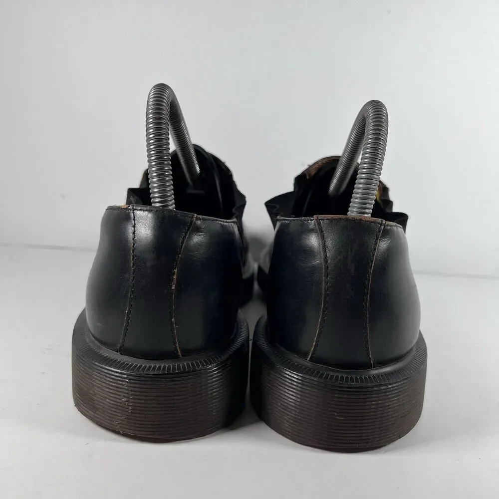 Dr Doc Marten Louis Smooth Black Low Slip On Shoes Cunky Men's Size 7 Women's 8